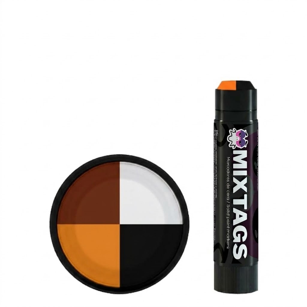 Marcador MIXTAG de cuatro colores en tonos marrones